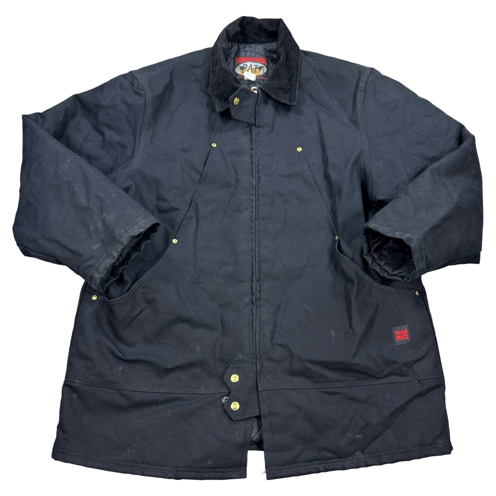 Tough Duck Barn Coat Men's XL Black Quilted Lined Canvas Made In Canada Workwear